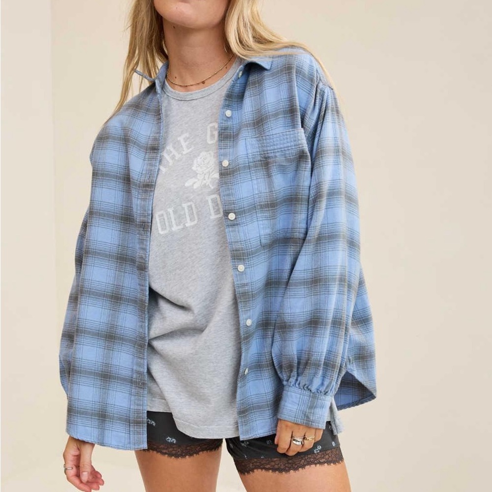Arie Anytime Fave Flannel Plaid Button-Down Shirt